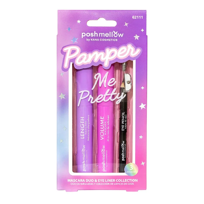 Posh Mellow Pamper Me Pretty Mascara Duo & Eye Pencil Set 3pcs