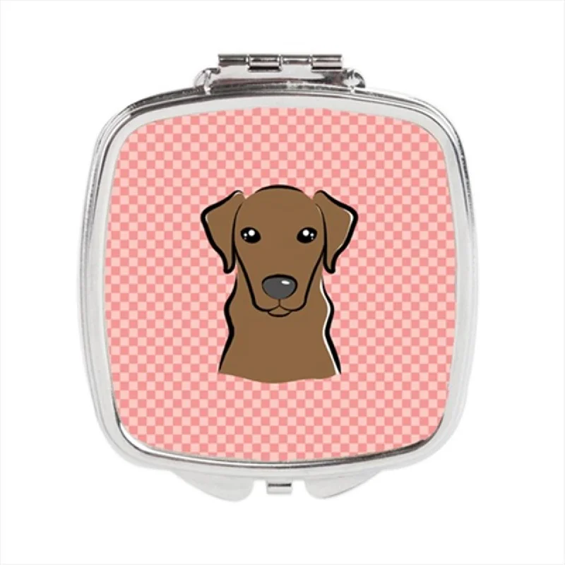 Carolines Treasures BB1234SCM Checkerboard Pink Chocolate Labrador Compact Mirror, 2.75 x 3 x .3 In.