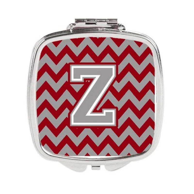 Carolines Treasures CJ1043-ZSCM Letter Z Chevron Crimson & Grey Compact Mirror