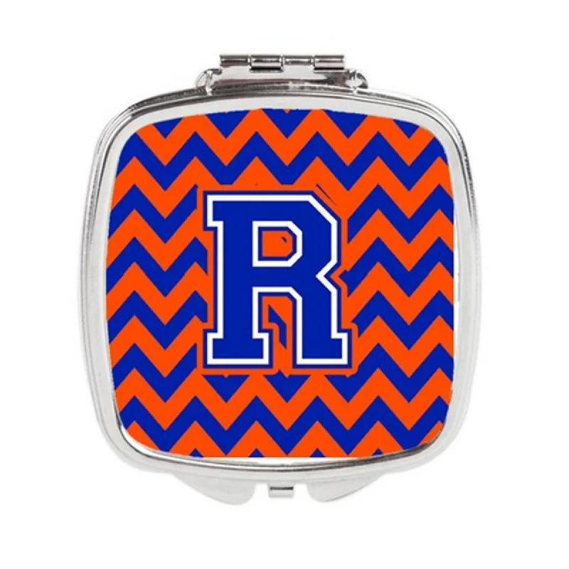 Carolines Treasures CJ1044-RSCM Letter R Chevron Orange & Blue Compact Mirror, 3 x 0.3 x 2.75 in.