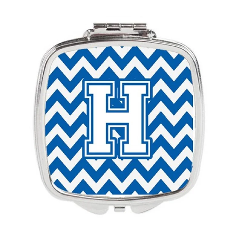 Carolines Treasures CJ1045-HSCM Letter H Chevron Blue & White Compact Mirror, 3 x 0.3 x 2.75 in.