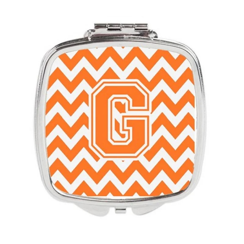 Carolines Treasures CJ1046-GSCM Letter G Chevron Orange & White Compact Mirror