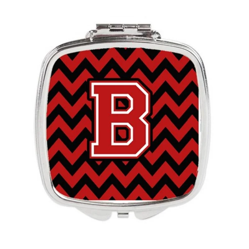 Carolines Treasures CJ1047-BSCM Letter B Chevron Black & Red Compact Mirror