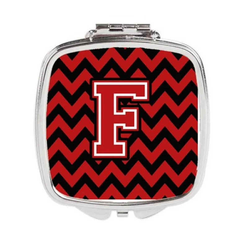 Carolines Treasures CJ1047-FSCM Letter F Chevron Black & Red Compact Mirror