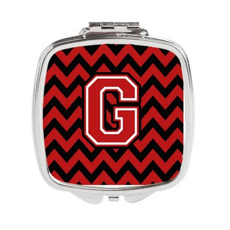 Carolines Treasures CJ1047-GSCM Letter G Chevron Black & Red Compact Mirror