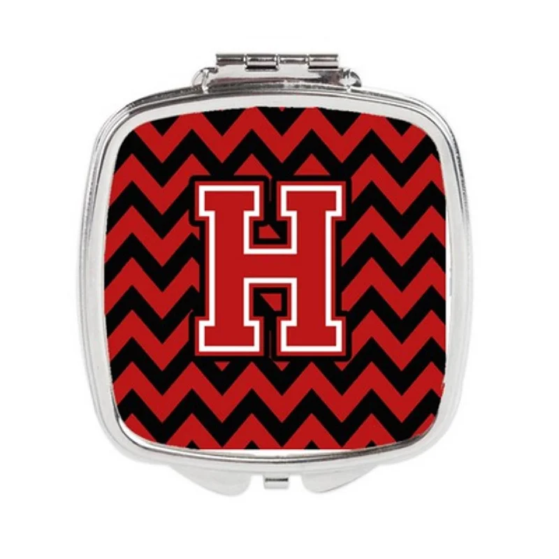 Carolines Treasures CJ1047-HSCM Letter H Chevron Black & Red Compact Mirror