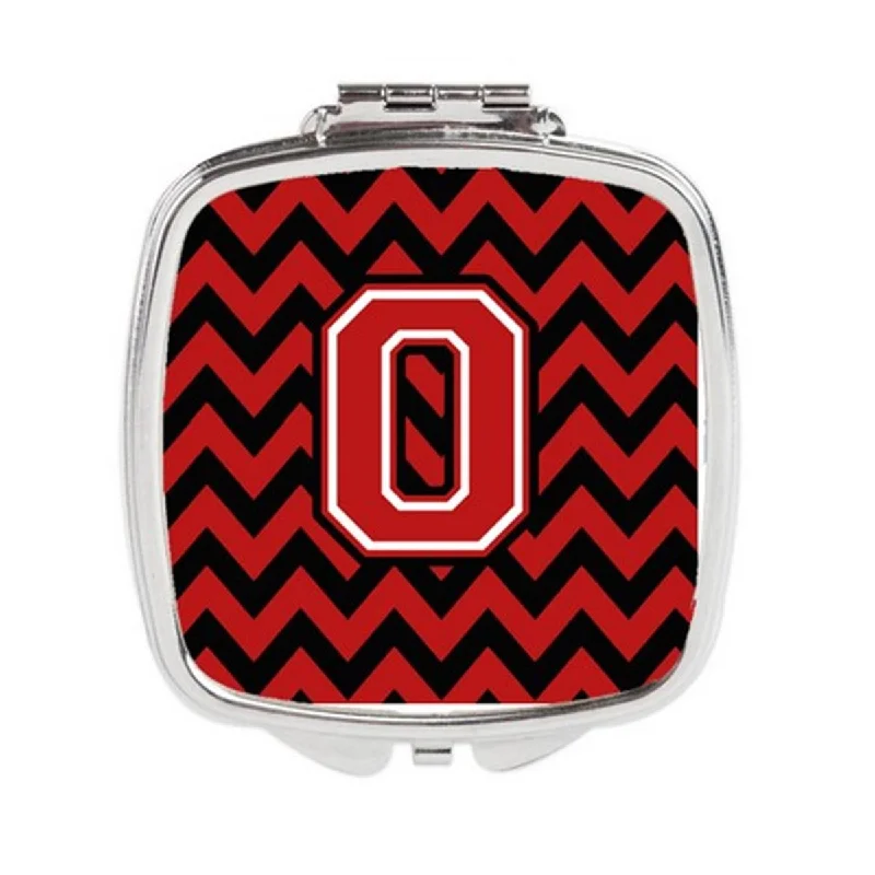 Carolines Treasures CJ1047-OSCM Letter O Chevron Black & Red Compact Mirror