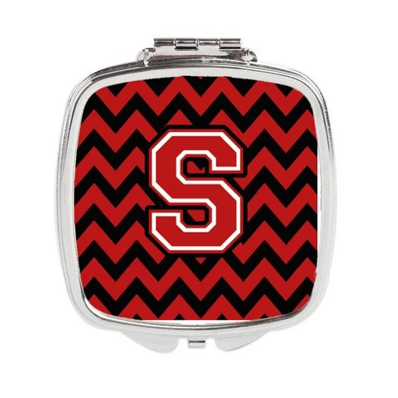 Carolines Treasures CJ1047-SSCM Letter S Chevron Black & Red Compact Mirror