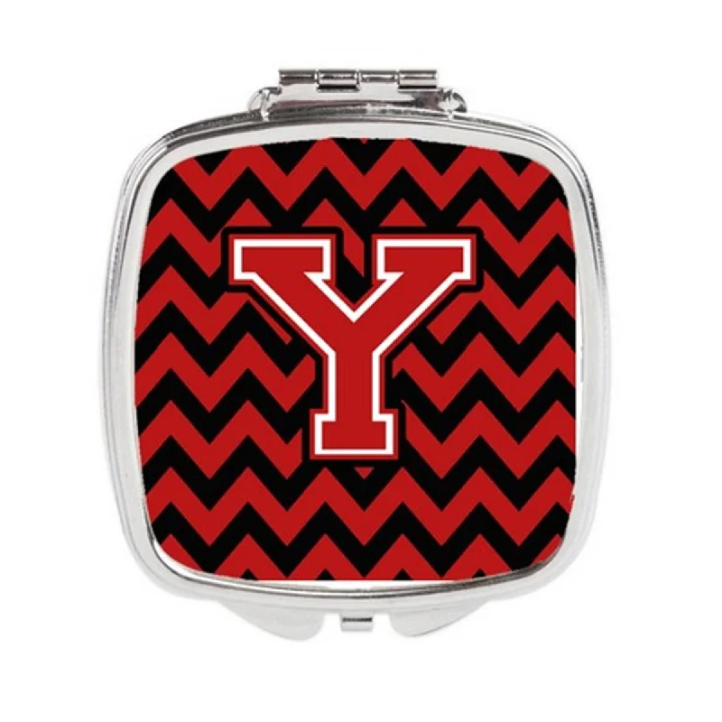 Carolines Treasures CJ1047-YSCM Letter Y Chevron Black & Red Compact Mirror