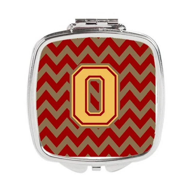 Carolines Treasures CJ1048-OSCM Letter O Chevron Garnet & Gold Compact Mirror