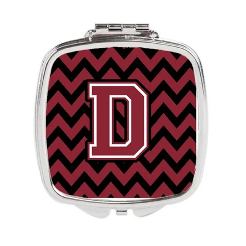 Carolines Treasures CJ1052-DSCM Letter D Chevron Garnet & Black Compact Mirror