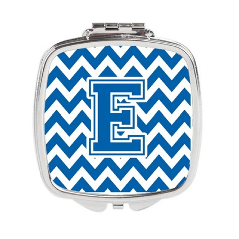 Carolines Treasures CJ1056-ESCM Letter E Chevron Blue & White Compact Mirror