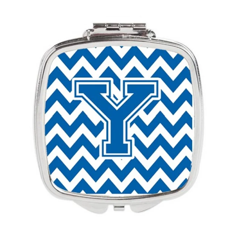 Carolines Treasures CJ1056-YSCM Letter Y Chevron Blue & White Compact Mirror