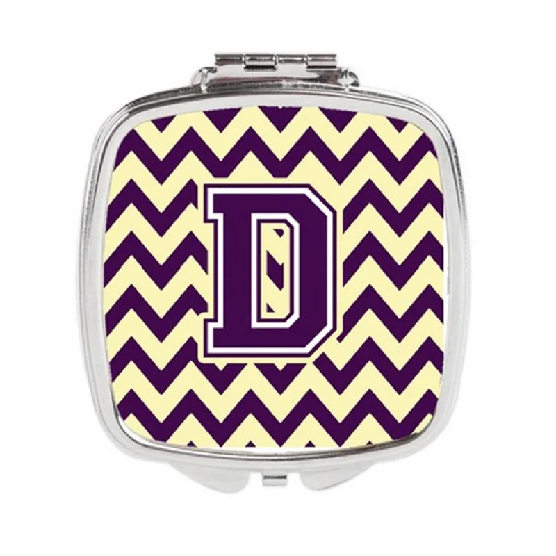 Carolines Treasures CJ1058-DSCM Letter D Chevron Purple & Gold Compact Mirror