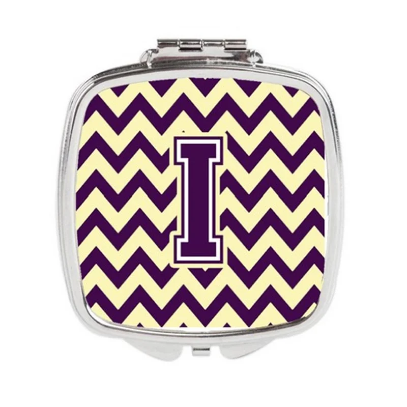 Carolines Treasures CJ1058-ISCM Letter I Chevron Purple & Gold Compact Mirror