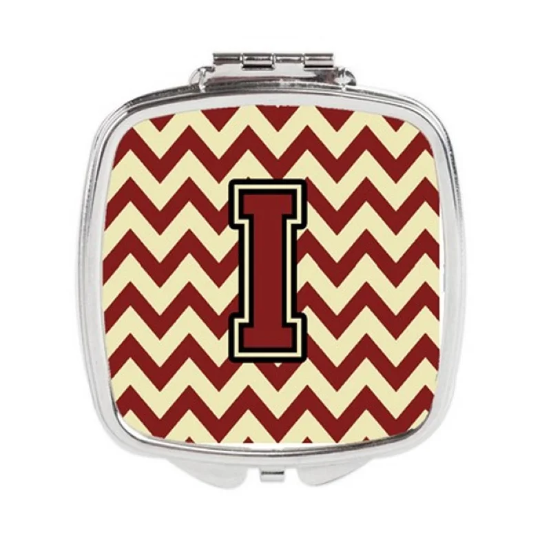 Carolines Treasures CJ1061-ISCM Letter I Chevron Maroon & Gold Compact Mirror