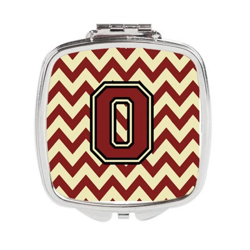 Carolines Treasures CJ1061-OSCM Letter O Chevron Maroon & Gold Compact Mirror