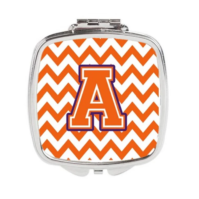 Carolines Treasures CJ1062-ASCM Letter A Chevron Orange & Regalia Compact Mirror