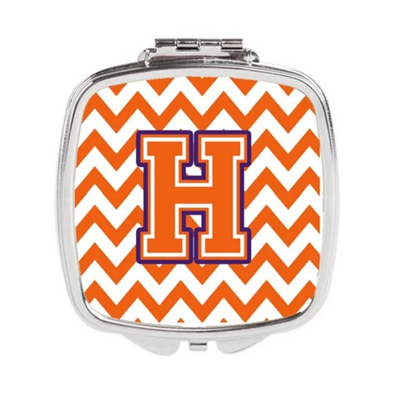 Carolines Treasures CJ1062-HSCM Letter H Chevron Orange & Regalia Compact Mirror