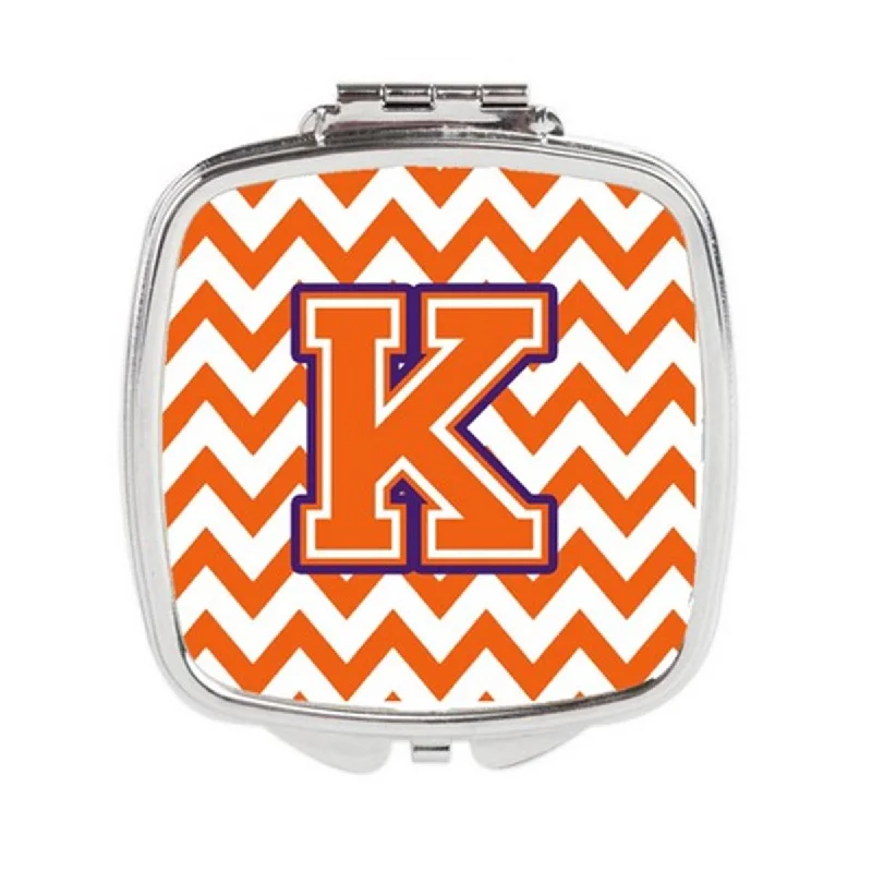 Carolines Treasures CJ1062-KSCM Letter K Chevron Orange & Regalia Compact Mirror