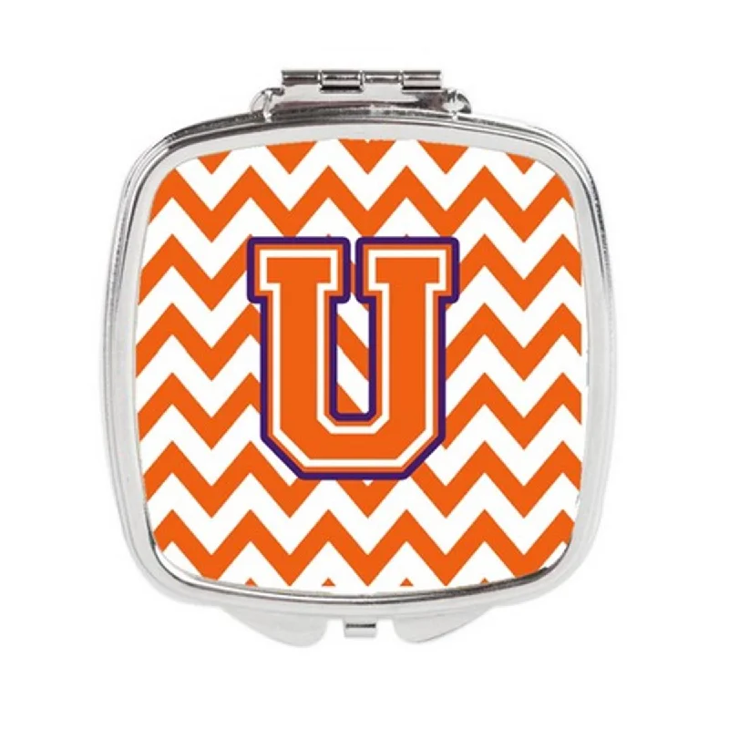 Carolines Treasures CJ1062-USCM Letter U Chevron Orange & Regalia Compact Mirror