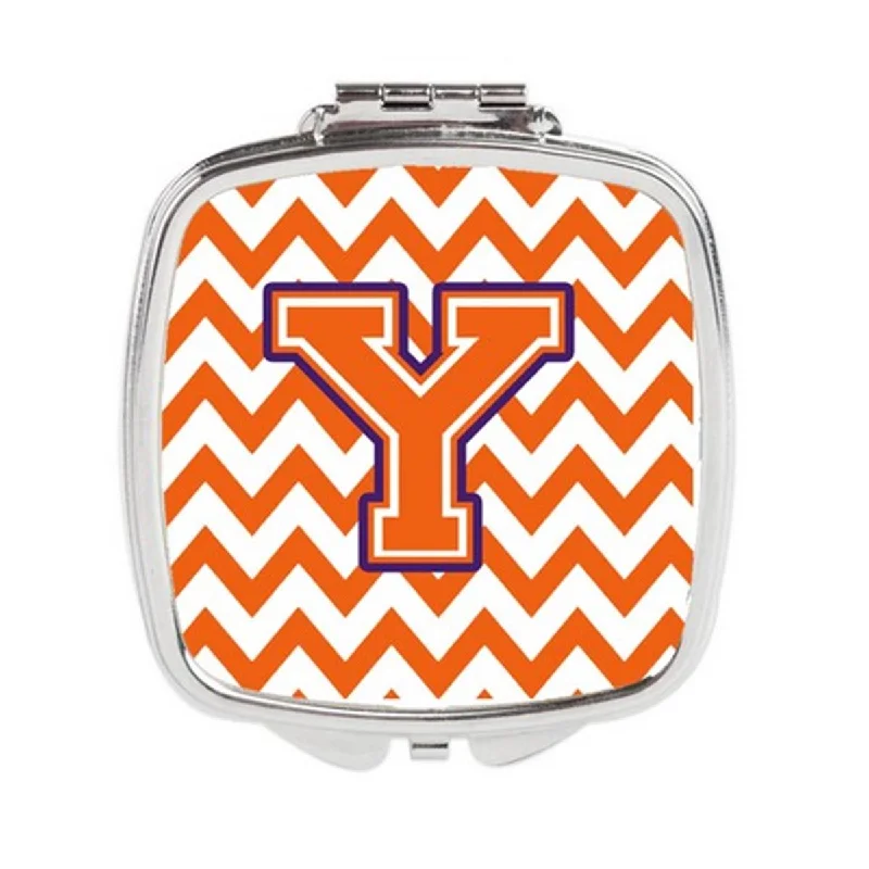 Carolines Treasures CJ1062-YSCM Letter Y Chevron Orange & Regalia Compact Mirror