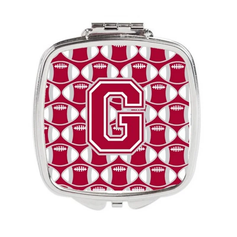 Carolines Treasures CJ1065-GSCM Letter G Football Crimson, Grey & White Compact Mirror