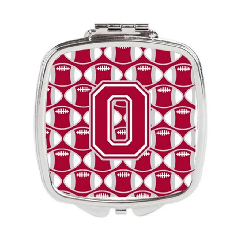 Carolines Treasures CJ1065-OSCM Letter O Football Crimson, Grey & White Compact Mirror