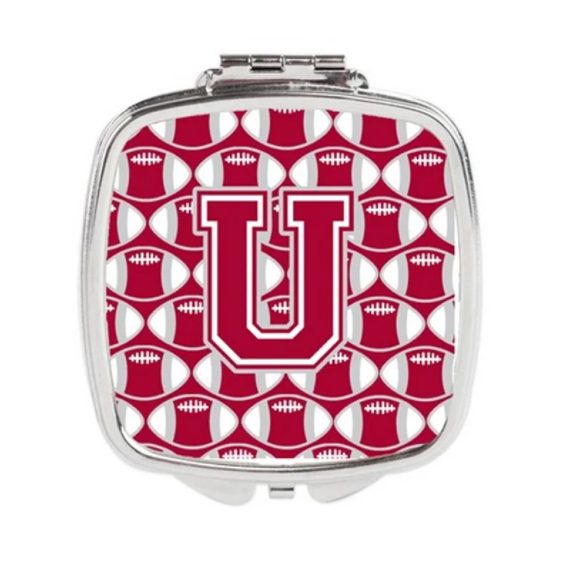 Carolines Treasures CJ1065-USCM Letter U Football Crimson, Grey & White Compact Mirror