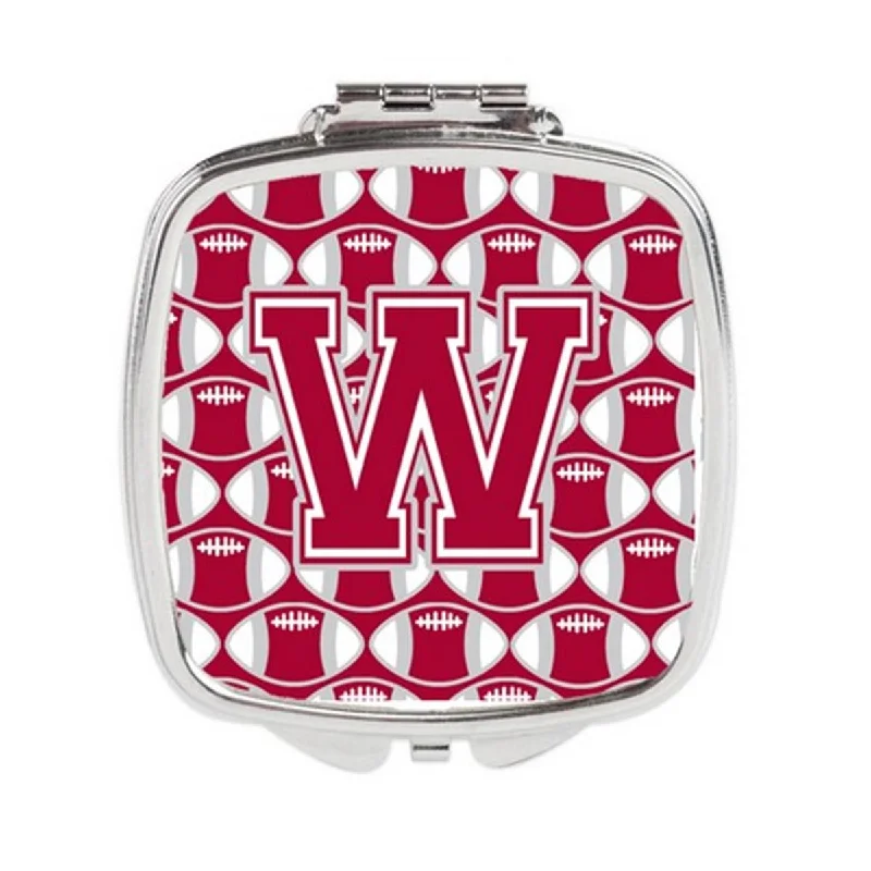 Carolines Treasures CJ1065-WSCM Letter W Football Crimson, Grey & White Compact Mirror