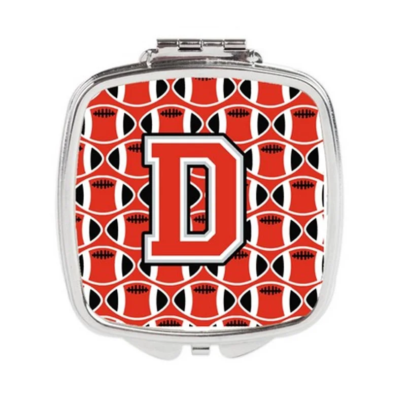 Carolines Treasures CJ1067-DSCM Letter D Football Scarlet & Grey Compact Mirror