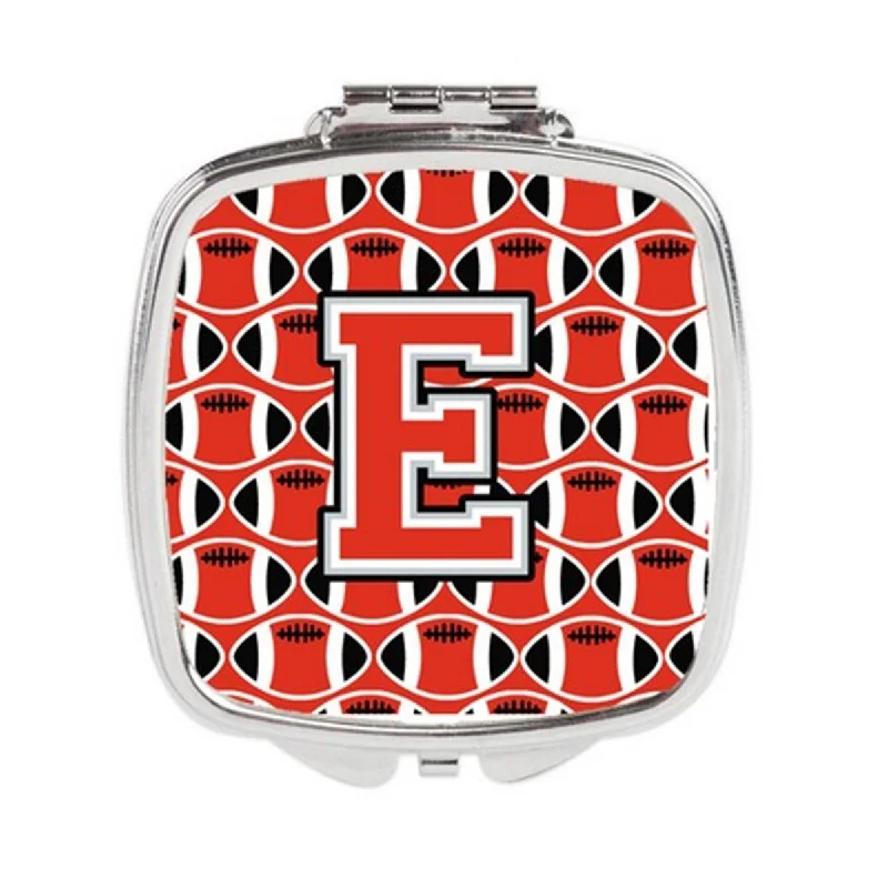 Carolines Treasures CJ1067-ESCM Letter E Football Scarlet & Grey Compact Mirror