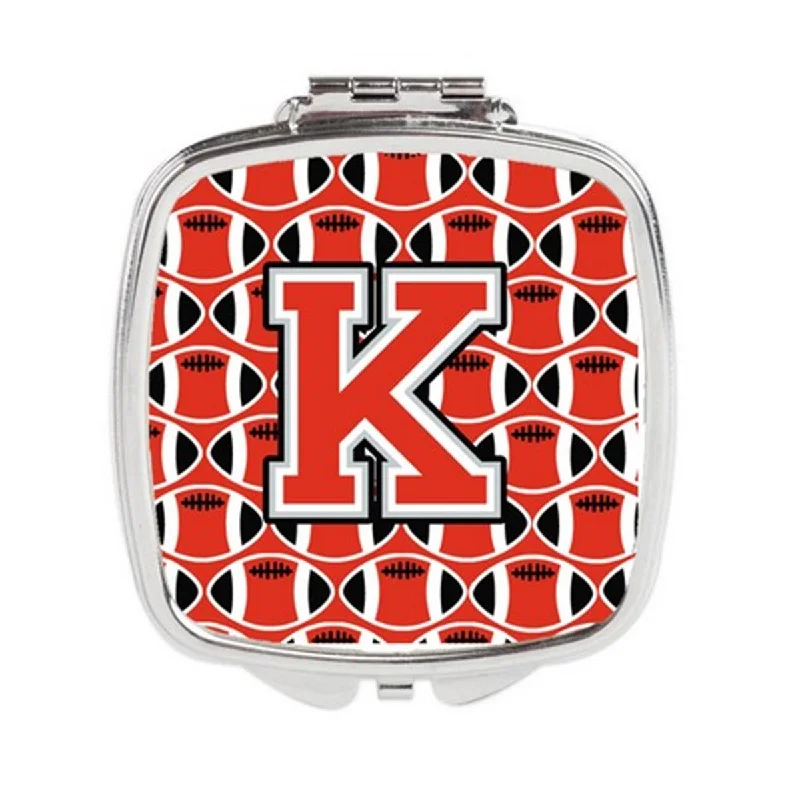 Carolines Treasures CJ1067-KSCM Letter K Football Scarlet & Grey Compact Mirror