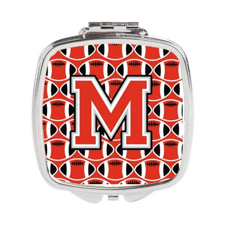 Carolines Treasures CJ1067-MSCM Letter M Football Scarlet & Grey Compact Mirror