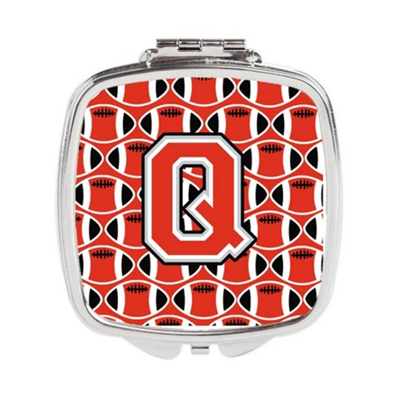 Carolines Treasures CJ1067-QSCM Letter Q Football Scarlet & Grey Compact Mirror