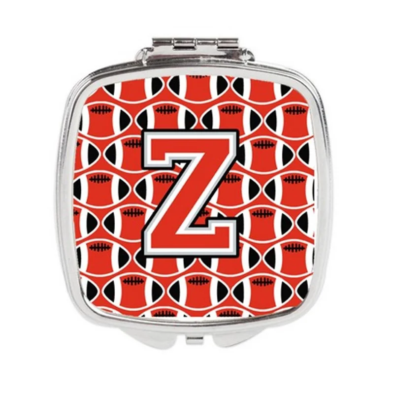 Carolines Treasures CJ1067-ZSCM Letter Z Football Scarlet & Grey Compact Mirror