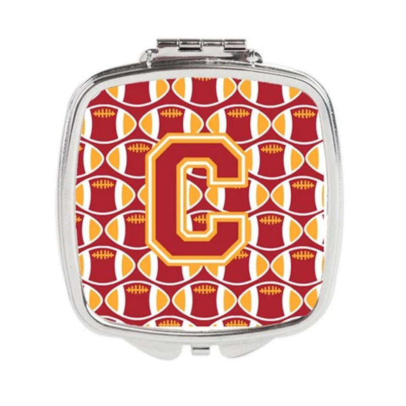 Carolines Treasures CJ1070-CSCM Letter C Football Cardinal & Gold Compact Mirror