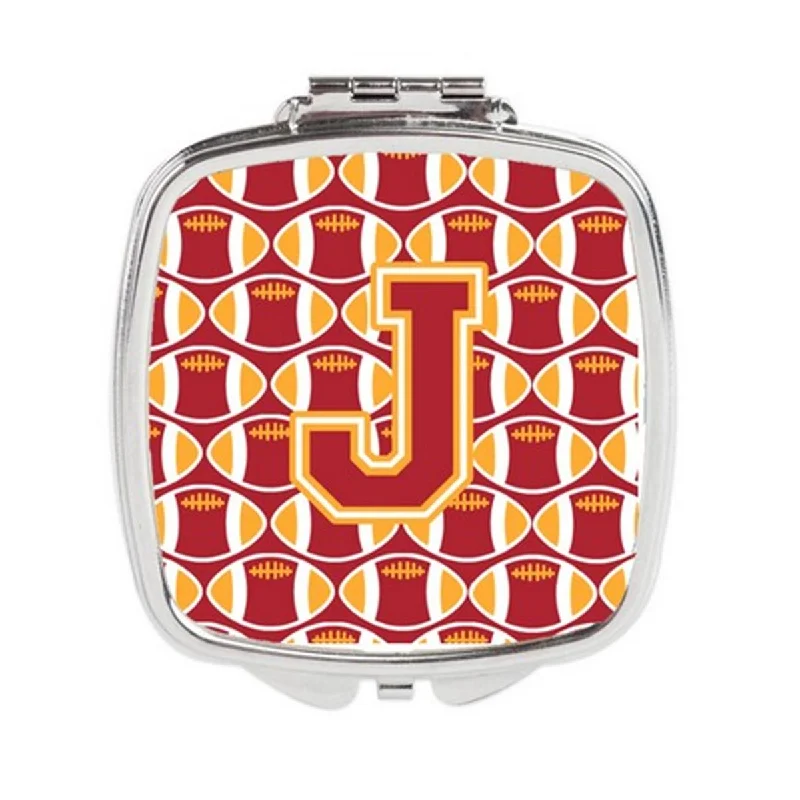 Carolines Treasures CJ1070-JSCM Letter J Football Cardinal & Gold Compact Mirror