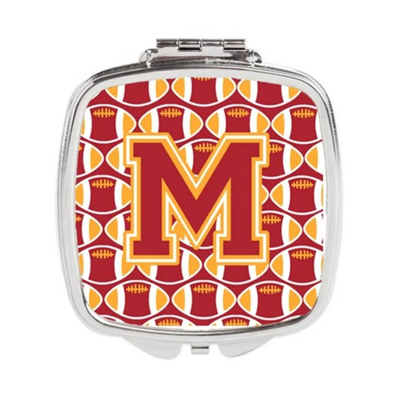 Carolines Treasures CJ1070-MSCM Letter M Football Cardinal & Gold Compact Mirror