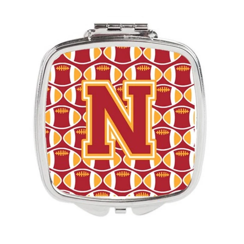 Carolines Treasures CJ1070-NSCM Letter N Football Cardinal & Gold Compact Mirror