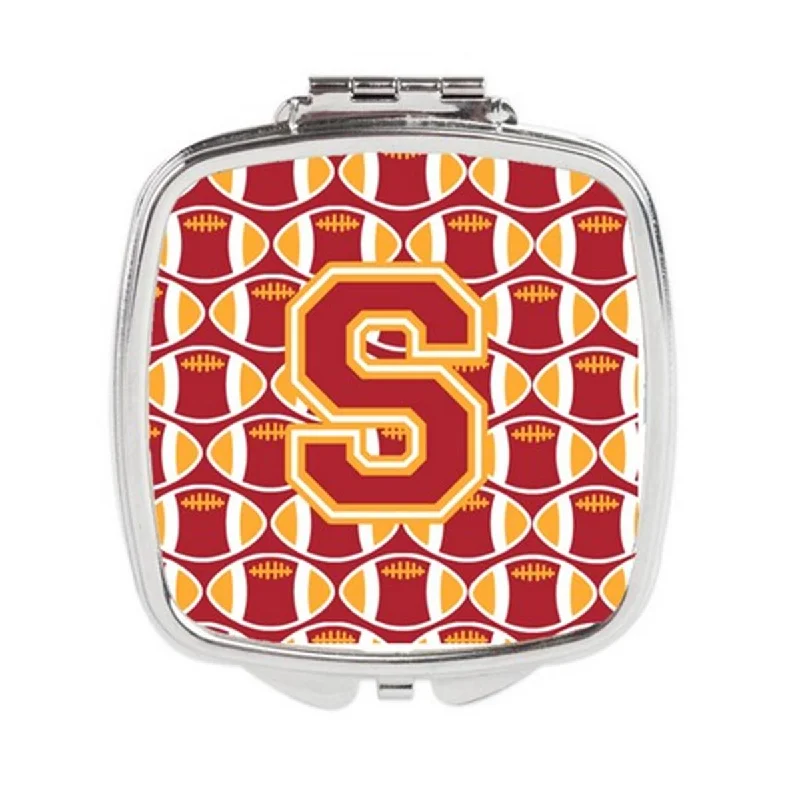 Carolines Treasures CJ1070-SSCM Letter S Football Cardinal & Gold Compact Mirror