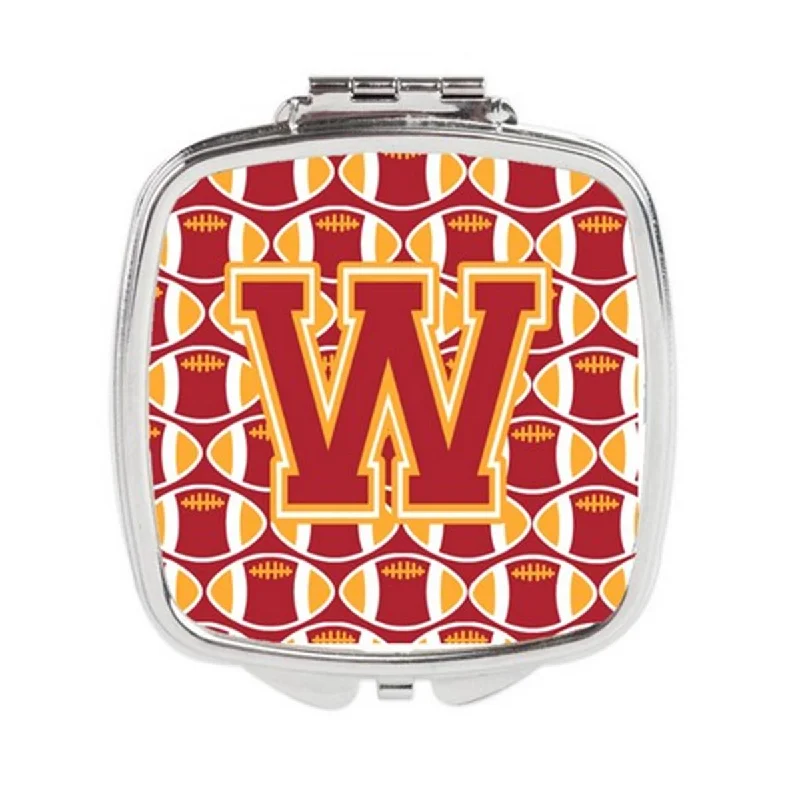 Carolines Treasures CJ1070-WSCM Letter W Football Cardinal & Gold Compact Mirror