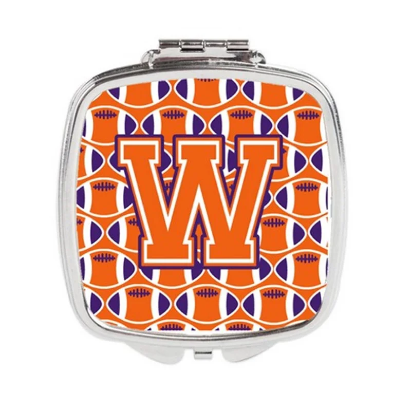 Carolines Treasures CJ1072-WSCM Letter W Football Orange, White & Regalia Compact Mirror