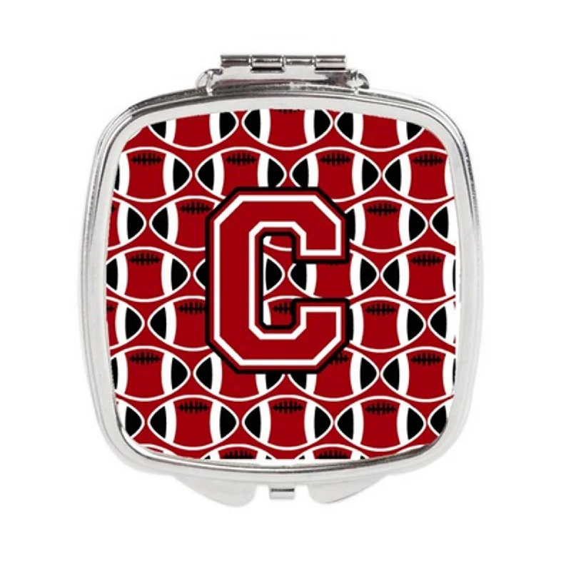 Carolines Treasures CJ1073-CSCM Letter C Football Red, Black & White Compact Mirror