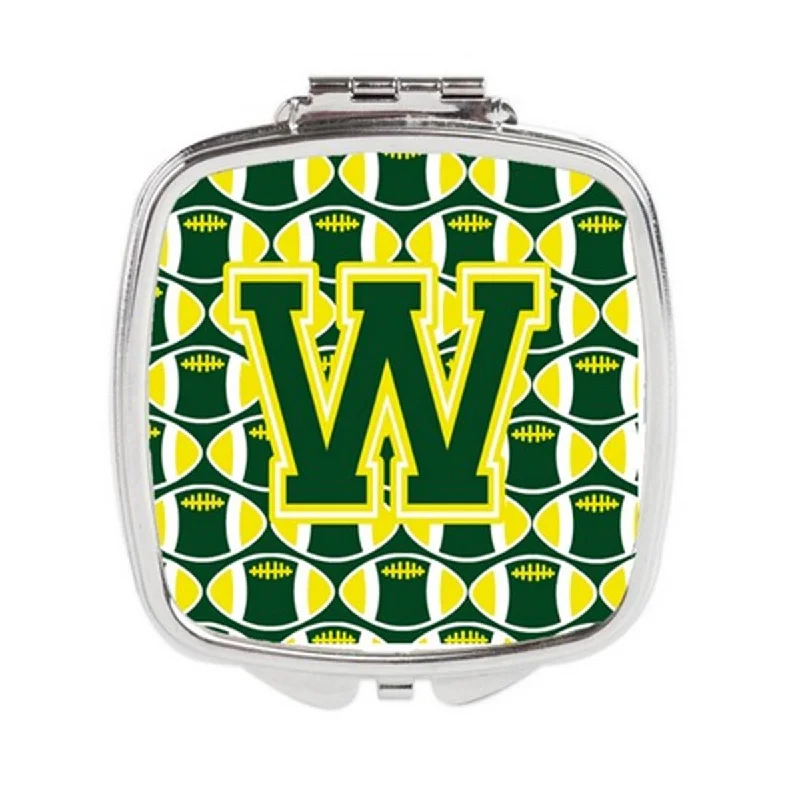 Carolines Treasures CJ1075-WSCM Letter W Football Green & Yellow Compact Mirror