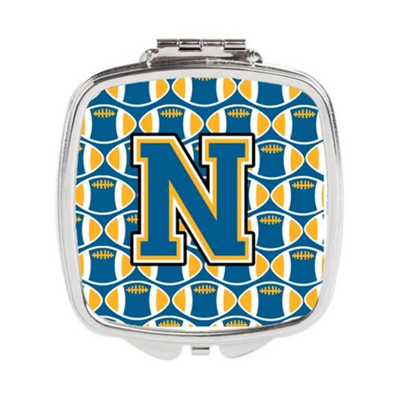 Carolines Treasures CJ1077-NSCM Letter N Football Blue & Gold Compact Mirror, 3 x 0.3 x 2.75 in.