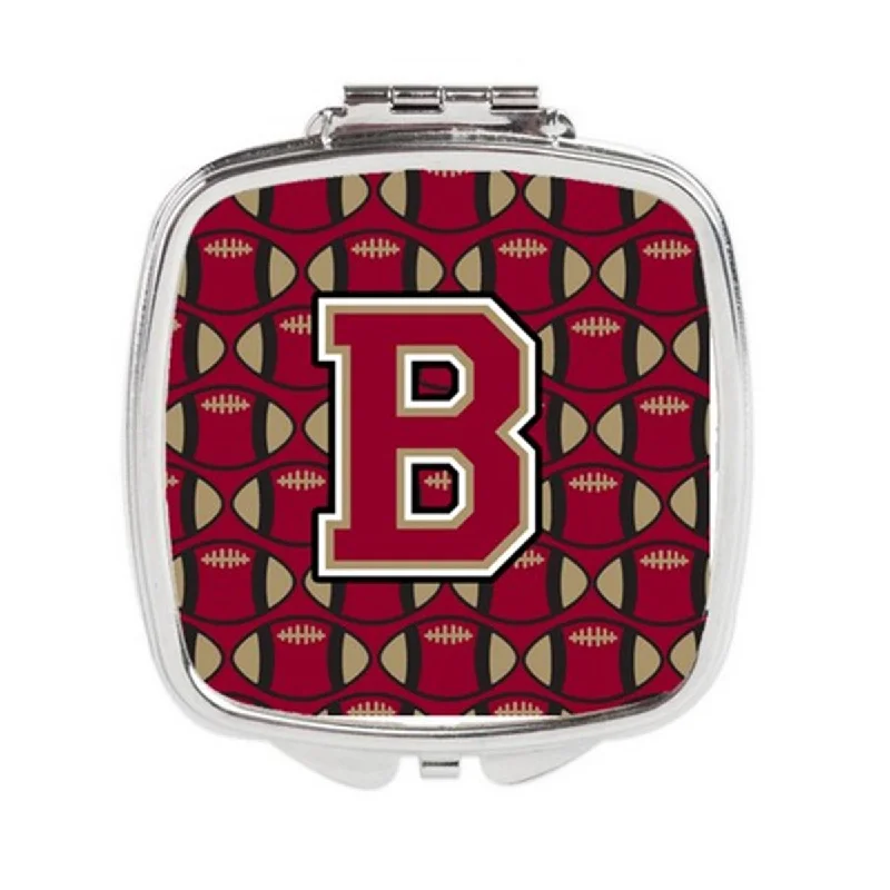 Carolines Treasures CJ1078-BSCM Letter B Football Garnet & Gold Compact Mirror