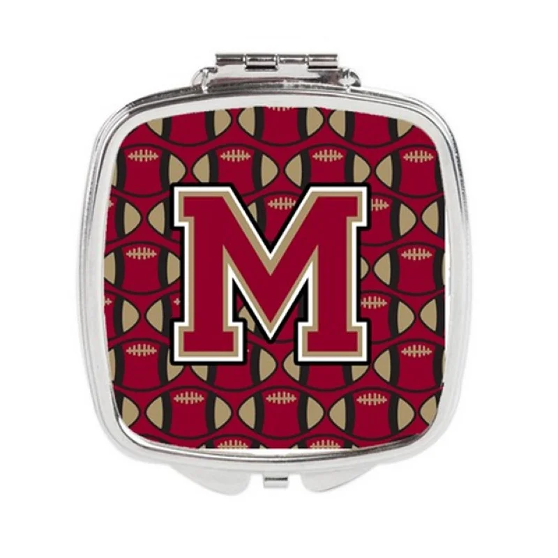 Carolines Treasures CJ1078-MSCM Letter M Football Garnet & Gold Compact Mirror