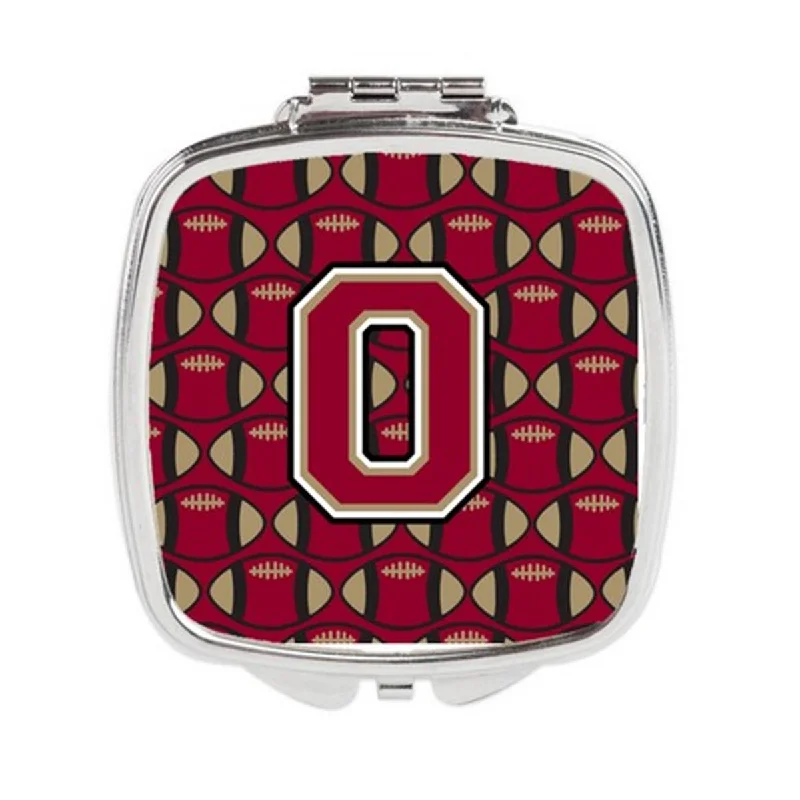 Carolines Treasures CJ1078-OSCM Letter O Football Garnet & Gold Compact Mirror