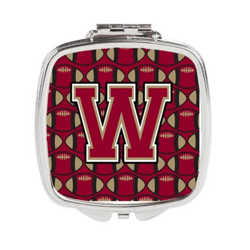 Carolines Treasures CJ1078-WSCM Letter W Football Garnet & Gold Compact Mirror